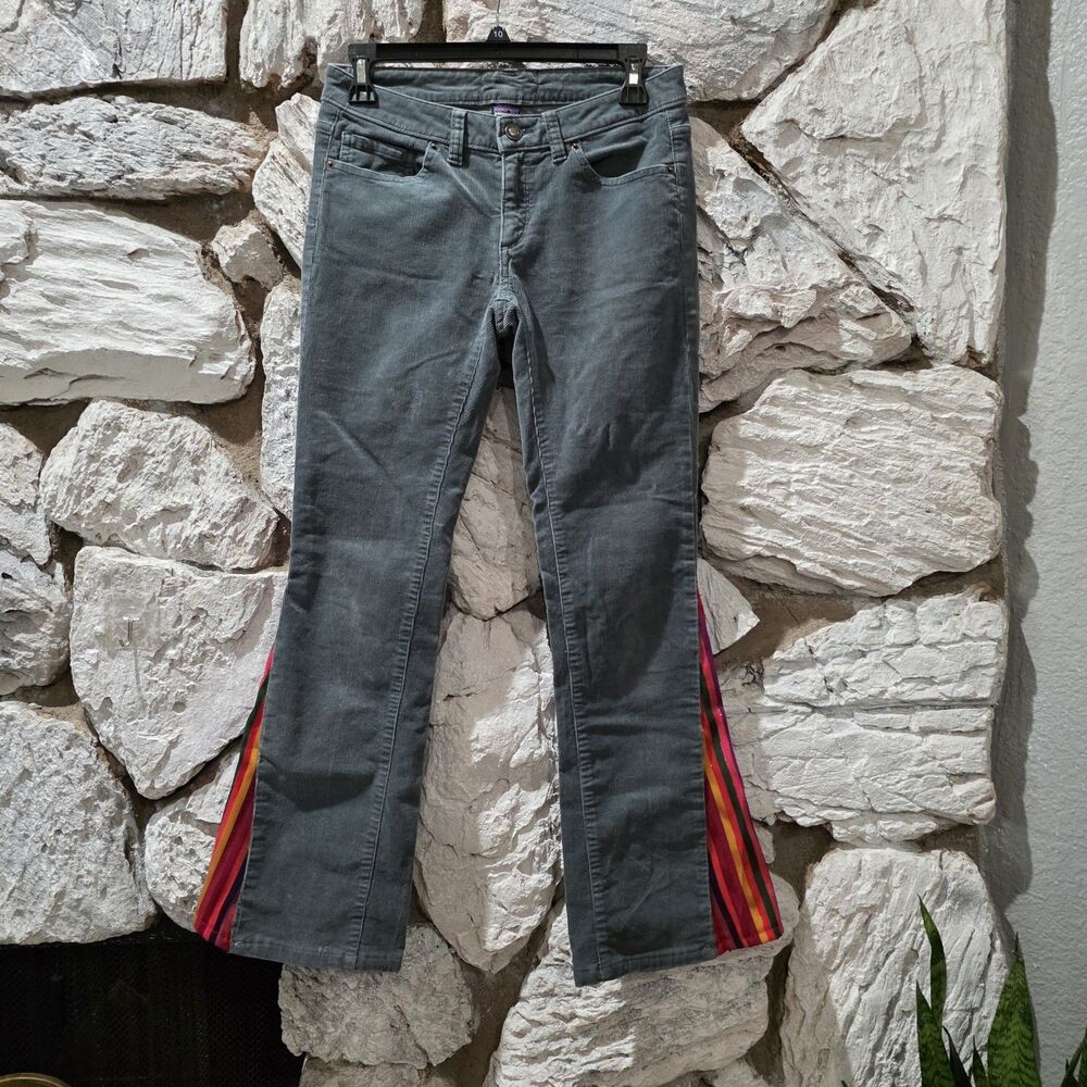 Patagonia Women's Rainbow Bootcut Med-rise Blue Couduroy Pants Festival Size 26